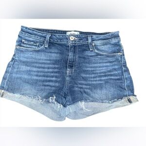 PAIGE Blue Denim Jimmy Jimmy Frayed Hem Cutoff Shorts